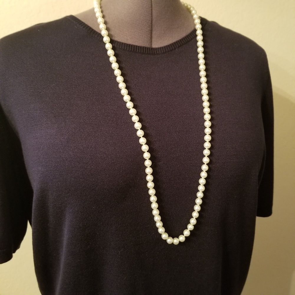 Single Strand of White Faux Pearls